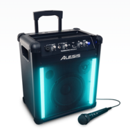 50-WATT PORTABLE POWERED SPEAKER WITH MICROPHONE, LED LIGHTS, AUX INPUT,